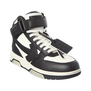 Off-White™ Out Of Office Leather Mid-Top Sneaker, Black